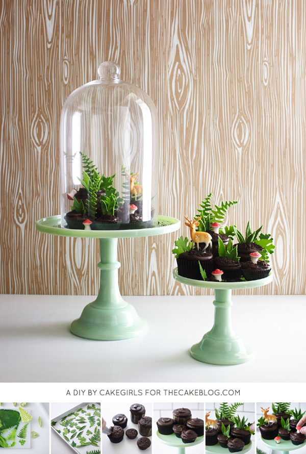 تراریوم کیک کوچک - طرز تهیه یک تراریوم الهام گرفته از طبیعت پر از کیک های کوچک، سبزیجات خوراکی، قارچ های کوچک و گوزن های مینیاتوری |  Cakegirls برای TheCakeBlog.com