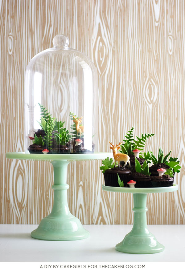 تراریوم کیک کوچک - طرز تهیه یک تراریوم الهام گرفته از طبیعت پر از کیک های کوچک، سبزیجات خوراکی، قارچ های کوچک و گوزن های مینیاتوری |  Cakegirls برای TheCakeBlog.com