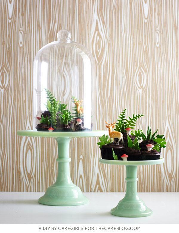 تراریوم کیک کوچک - طرز تهیه یک تراریوم الهام گرفته از طبیعت پر از کیک های کوچک، سبزیجات خوراکی، قارچ های کوچک و گوزن های مینیاتوری |  Cakegirls برای TheCakeBlog.com