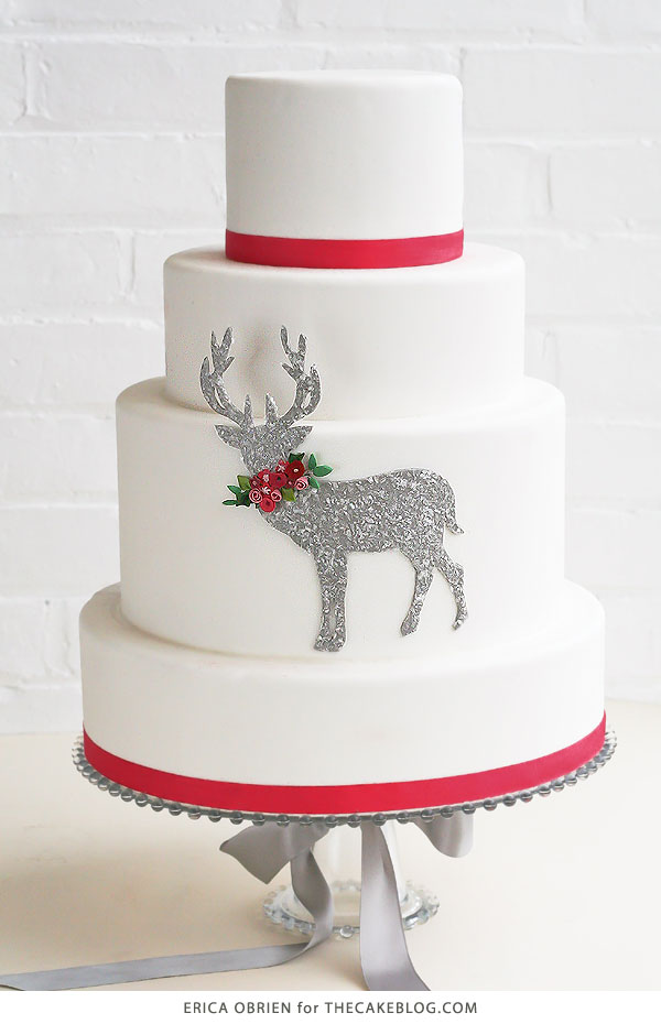 کیک پر زرق و برق گوزن 1 کیک سیلوئت گوزن براق | ترجمه گرایش به طرح کیک | توسط اریکا اوبرین برای TheCakeBlog.com