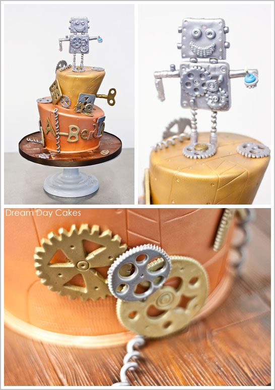 Robot Birthday Cake by Dream Day Cakes |  TheCakeBlog.com