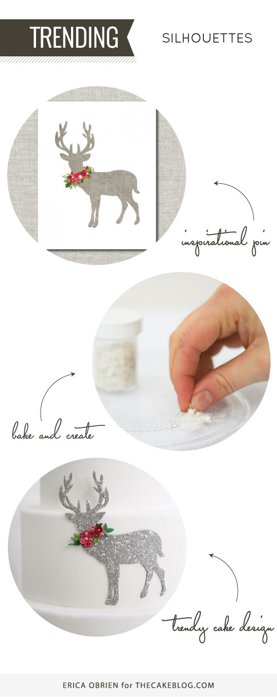 کیک پر زرق و برق گوزن 2 کیک سیلوئت گوزن براق | ترجمه گرایش به طرح کیک | توسط اریکا اوبرین برای TheCakeBlog.com