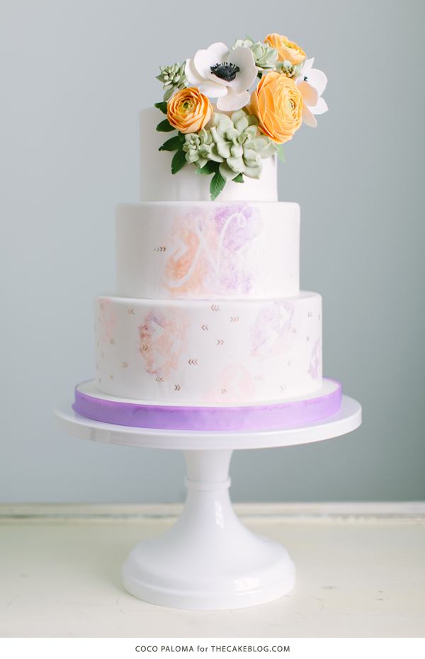 ترندهای کیک عروسی 2015 7 ترندهای کیک عروسی 2015 | بوهمی آرام با آبرنگ و ساکولنت | توسط کوکو پالوما در TheCakeBlog.com