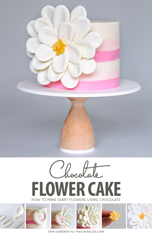 کیک گل شکلاتی سفید 1 کیک گل شکلاتی سفید – طرز تهیه کیک گلدار شکلاتی با استفاده از آب نبات و ابزارهای روزمره | توسط ارین گاردنر برای TheCakeBlog.com