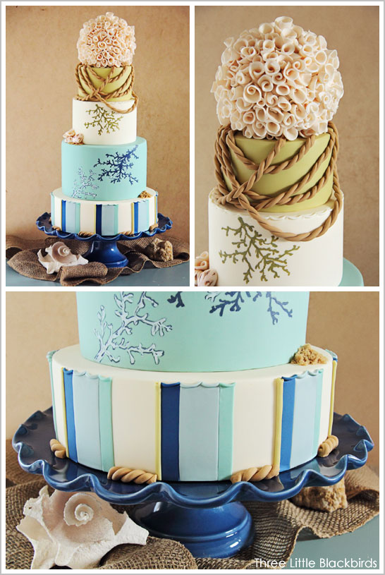 کیک عروسی ساحلی توسط Three Little Blackbirds |  TheCakeBlog.com