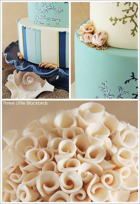 کیک عروسی ساحلی توسط Three Little Blackbirds |  TheCakeBlog.com