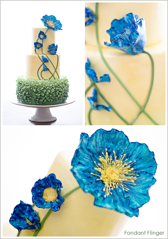 کیک گل خشخاش آبی