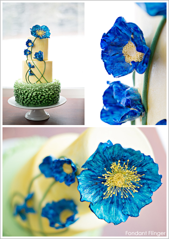 کیک گل خشخاش آبی