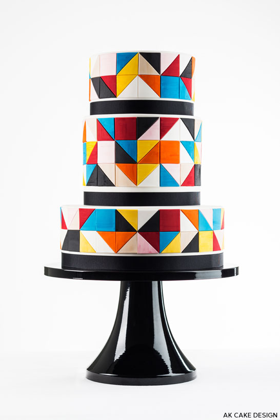 کیک رنگ بلوک طرح کیک AK |  TheCakeBlog.com