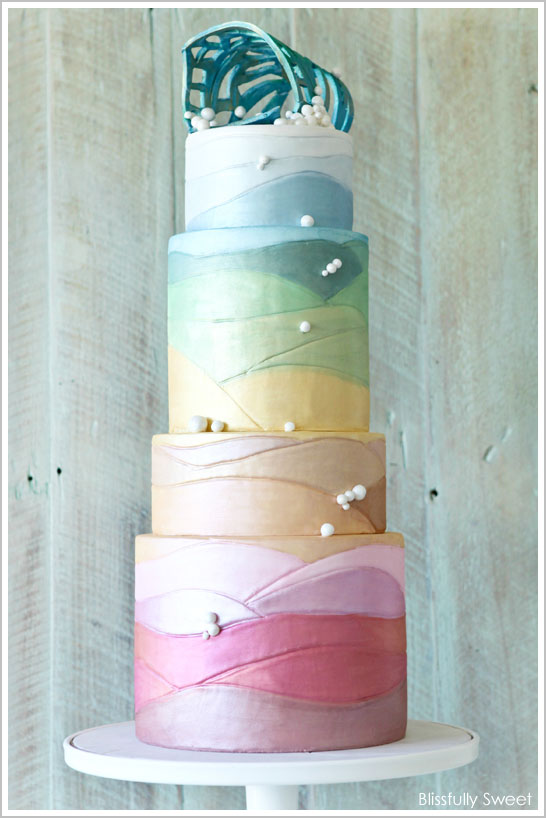 کیک غروب اقیانوس توسط Blissfully Sweet |  TheCakeBlog.com