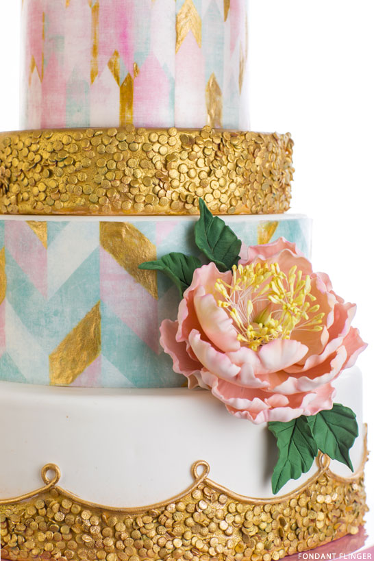 کیک پولک های طلایی 1 کیک پولک طلایی با پاستل نرم | توسط فوندانت فلینگر