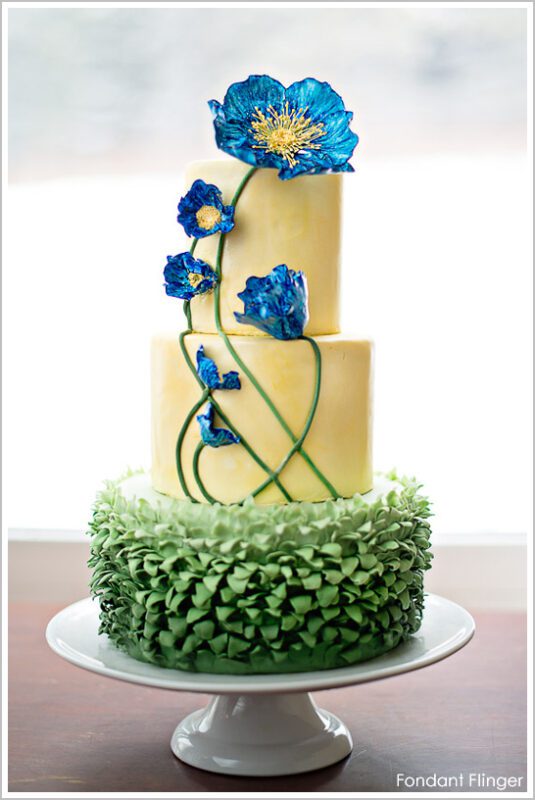 کیک گل خشخاش آبی