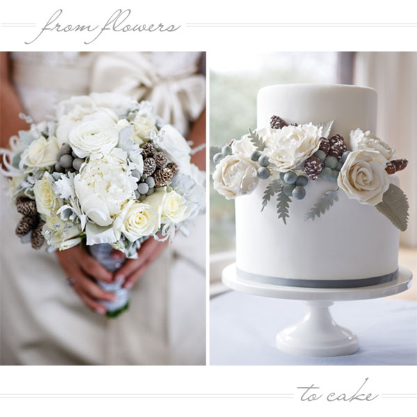 از گل ها تا کیک 1 کیک عروسی گلدار سفید زمستانی | توسط اریکا اوبراین