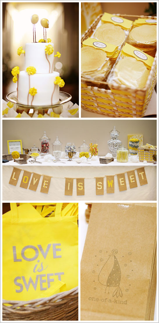 میز دسر عروسی خاکستری و زرد