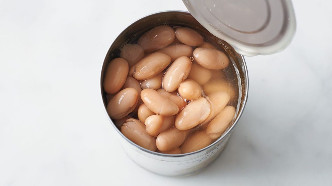 opened can white beans