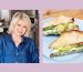 Martha Stewart alongside a plate with a sandwich
