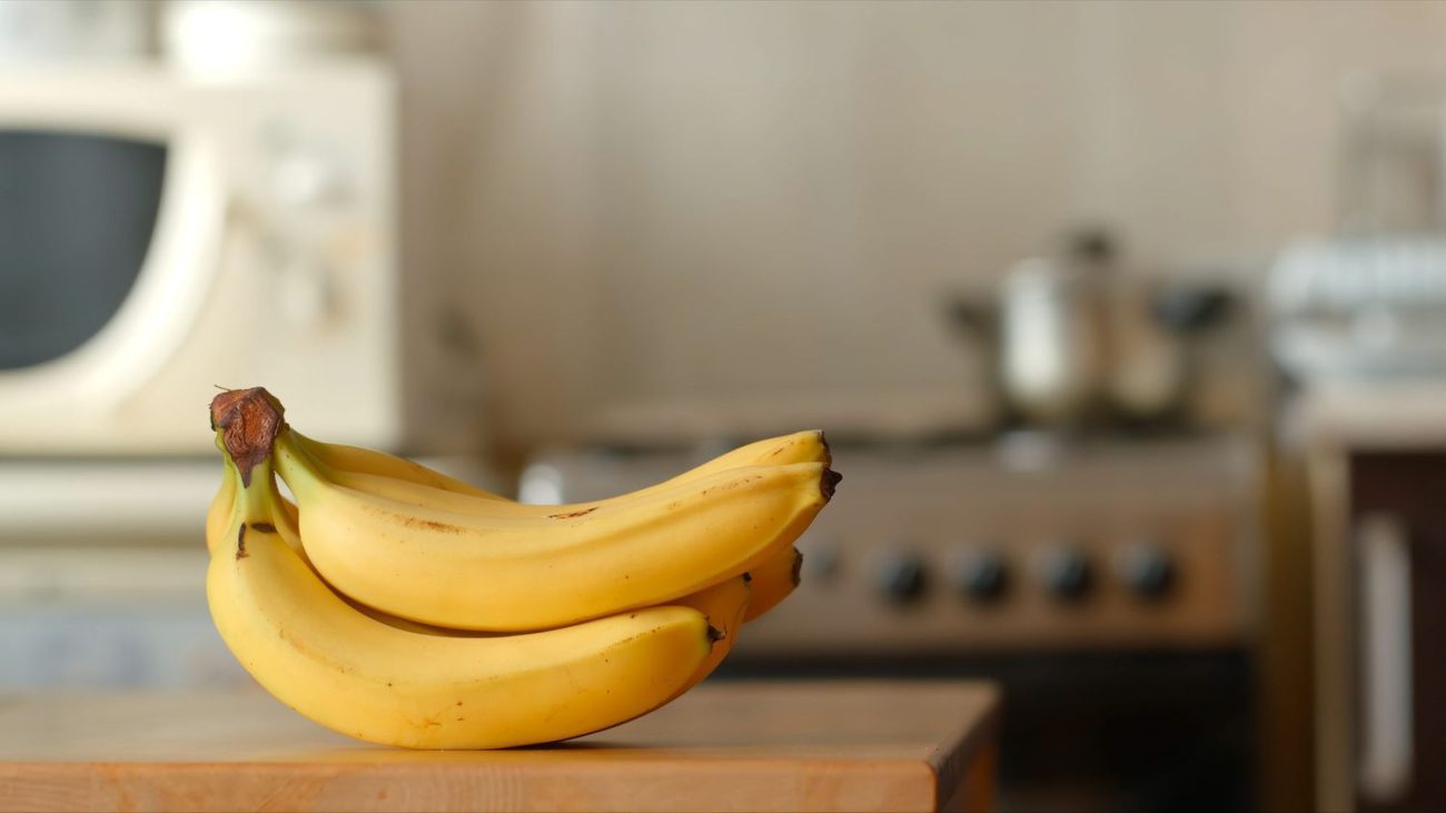 ripe bananas on kitchen counter